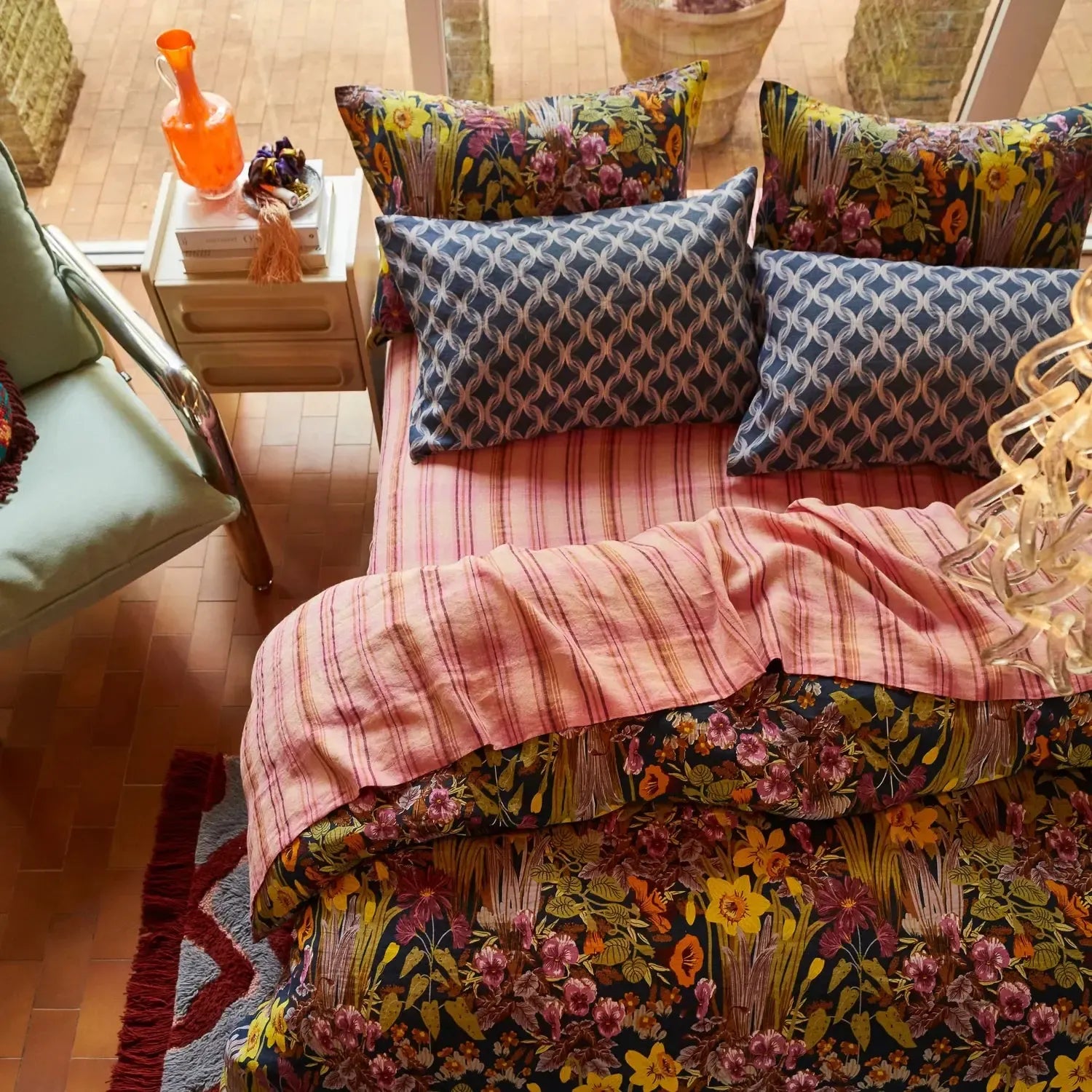 Nicolette Linen Sheets - Poudre-Soft Furnishings-Sage & Clare-The Bay Room