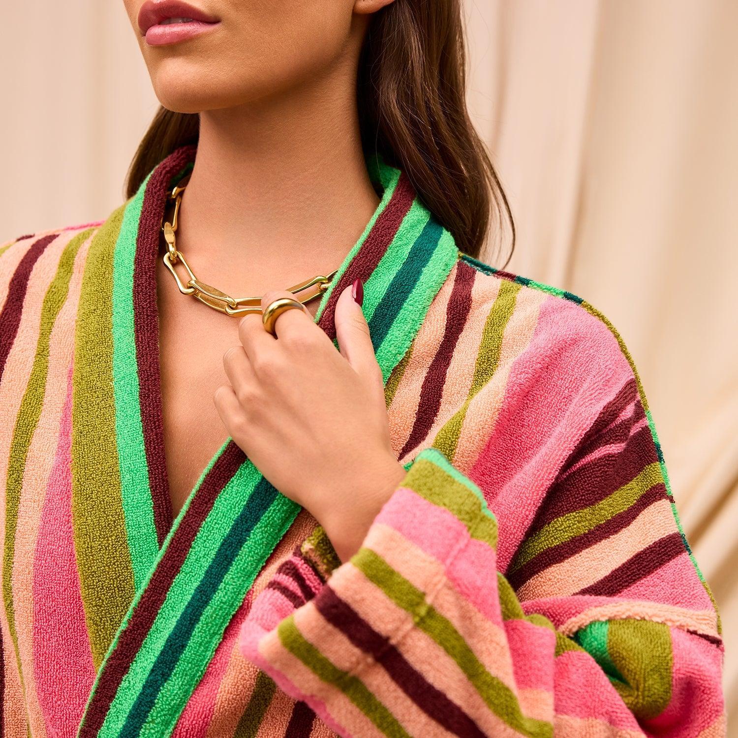 Nicolette Towelling Robe - Juniper-Sleepwear & Robes-Sage & Clare-The Bay Room