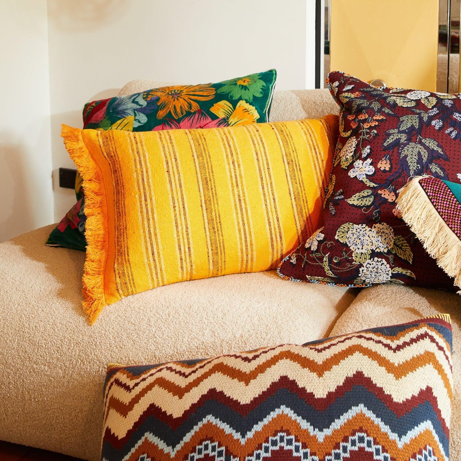 Nicolette Woven Cushion - Marigold-Soft Furnishings-Sage & Clare-The Bay Room
