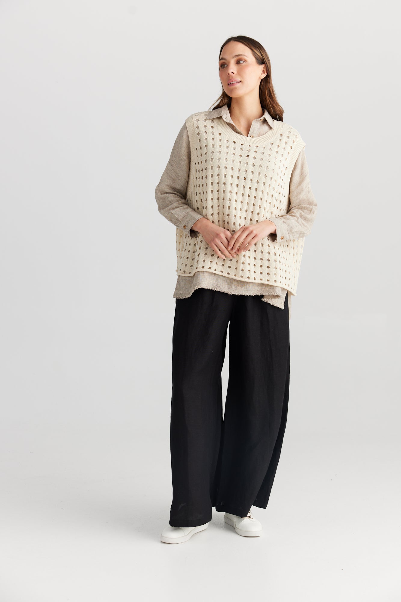 Nola Knit Vest - Ecru-Knitwear & Jumpers-The Shanty Corporation-Onesize-The Bay Room