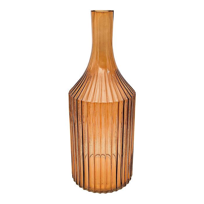 Nova Glass Ribbed Bottle Vase Tangerine-Pots, Planters & Vases-Pure Homewares-The Bay Room