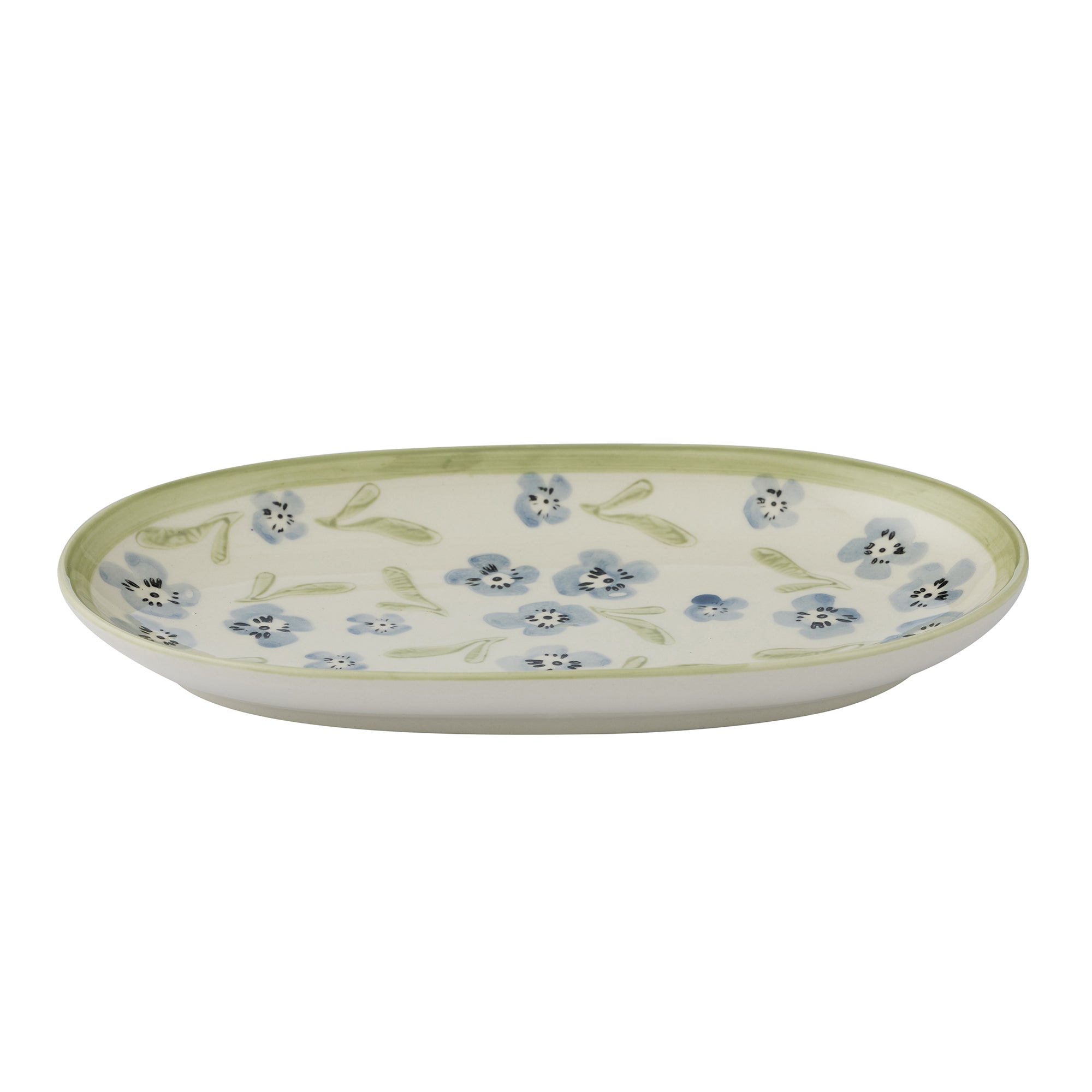 Olga Ceramic Plate 13x21.5cm Blue/Olive-Dining & Entertaining-Coast To Coast Home-The Bay Room