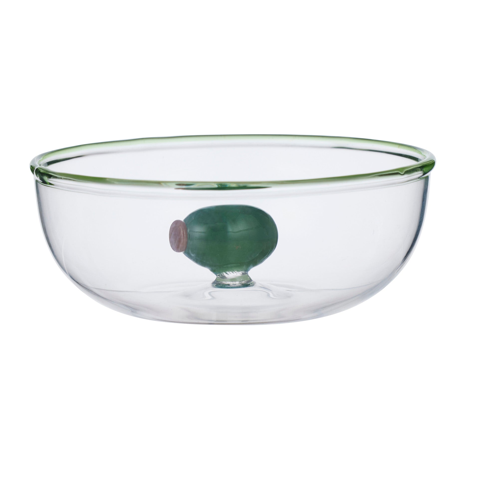 Olive Glass Bowl 11x11x4.5cm Clear/Green-Dining & Entertaining-Coast To Coast Home-The Bay Room