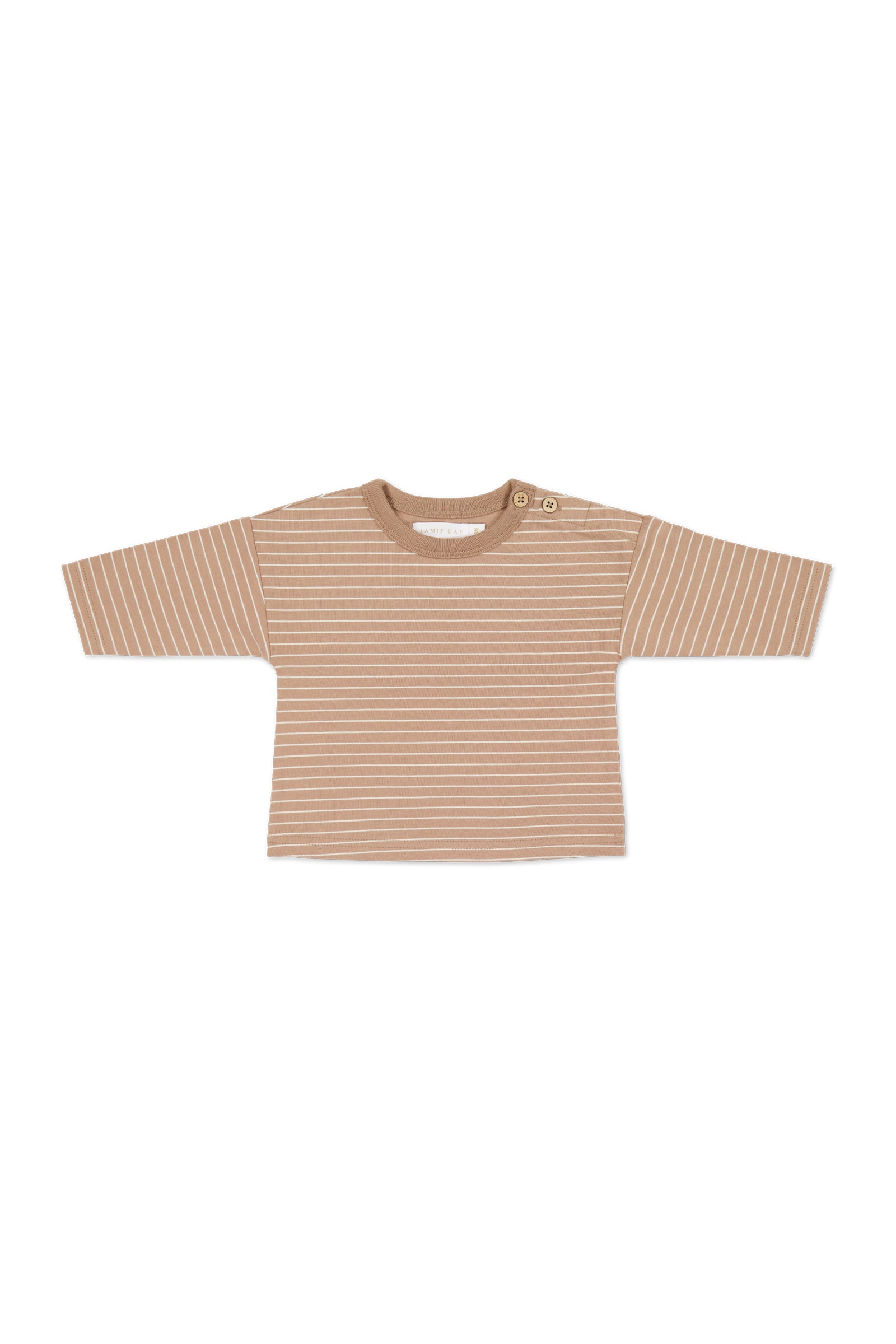 Organic Cotton Levi Long Sleeve Top - Daily Stripe Pale Terracotta/Buff-Clothing & Accessories-Jamie Kay-The Bay Room