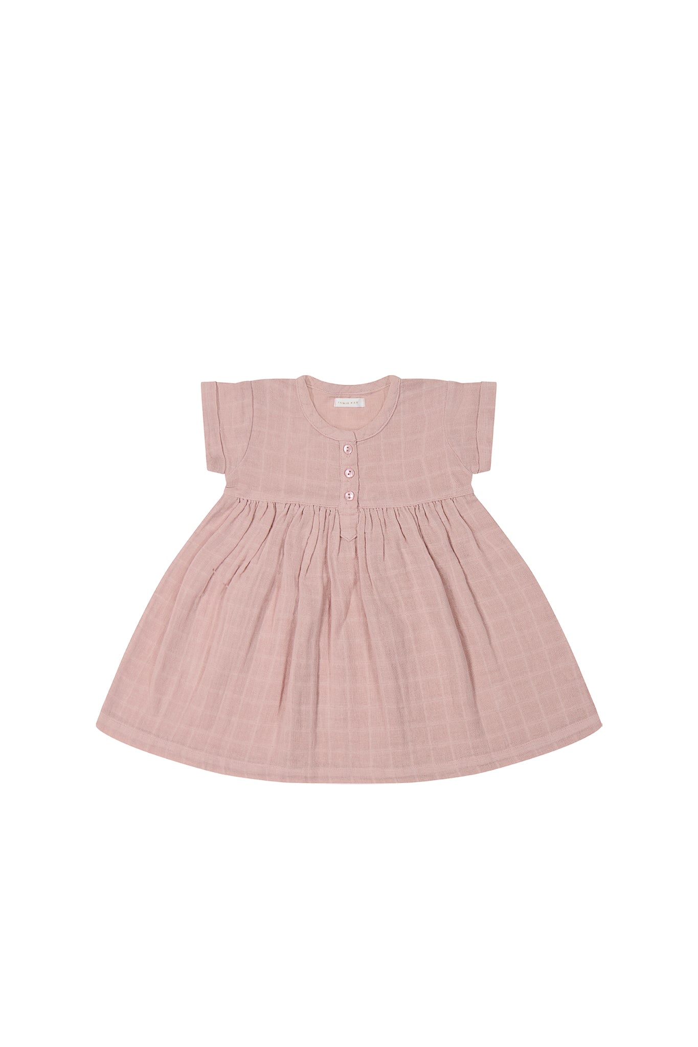 Organic Cotton Muslin Short Sleeve Dress - Powder Pink-Clothing & Accessories-Jamie Kay-The Bay Room