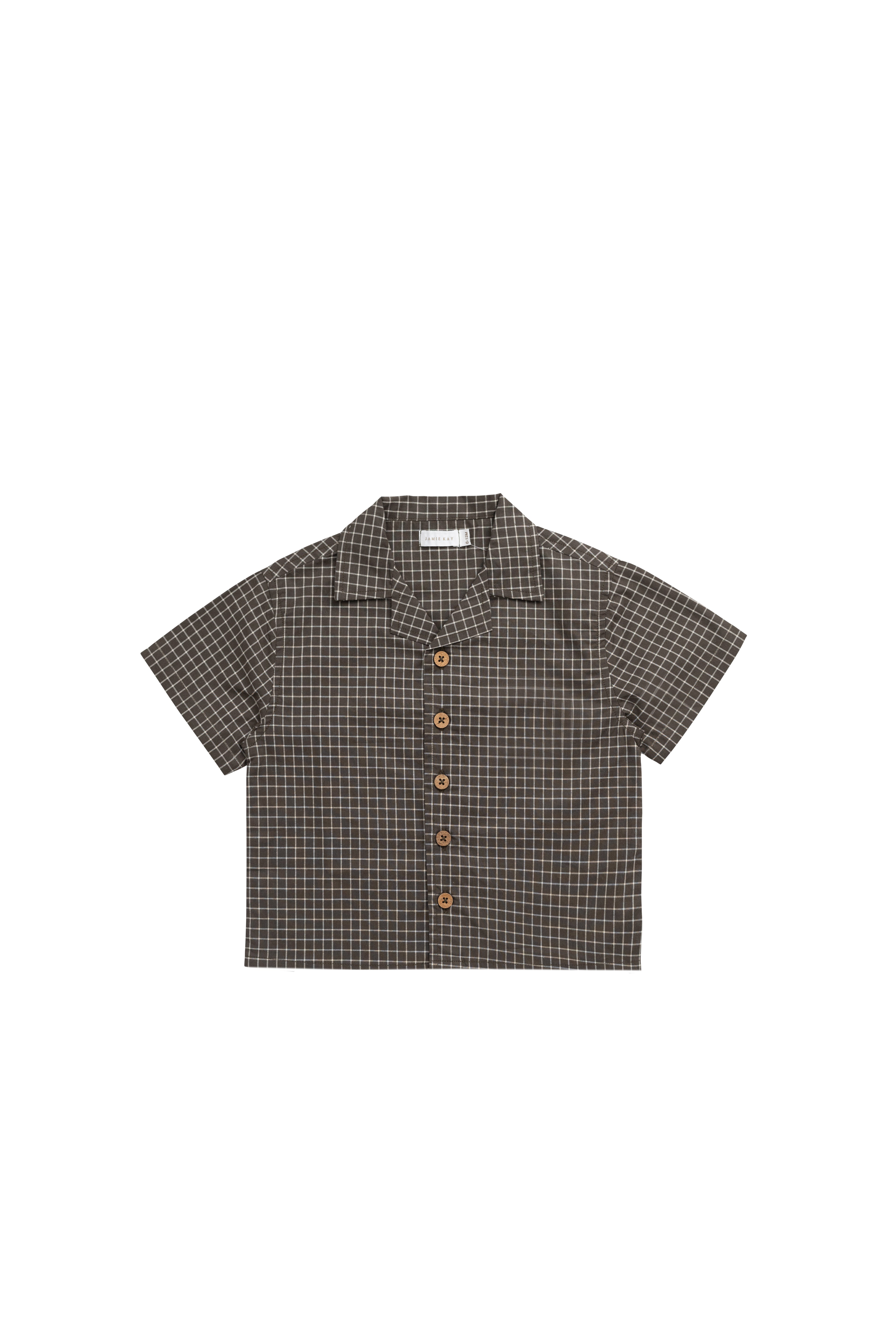 Organic Cotton Silas Shirt - Coffee Grid-Clothing & Accessories-Jamie Kay-The Bay Room