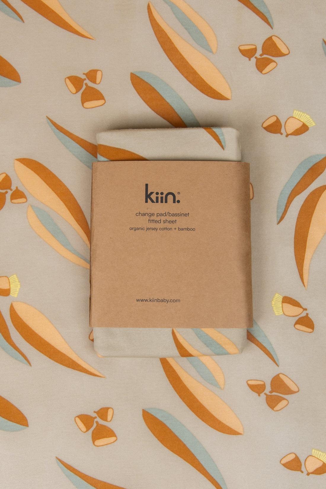 Organic Fitted Sheet - Bassinet/Change Pad - Asst Colours-Nursery & Nurture-Kiin-Eucalypt-The Bay Room