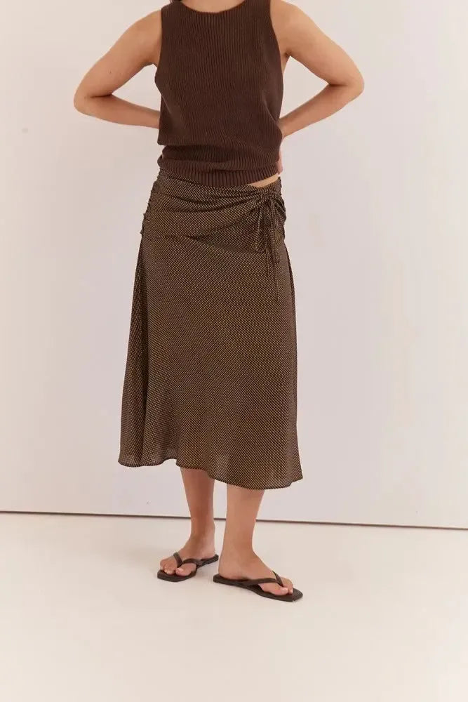 Oriana Ruched Waist Skirt - Micro Dot-Skirts-SASS-The Bay Room
