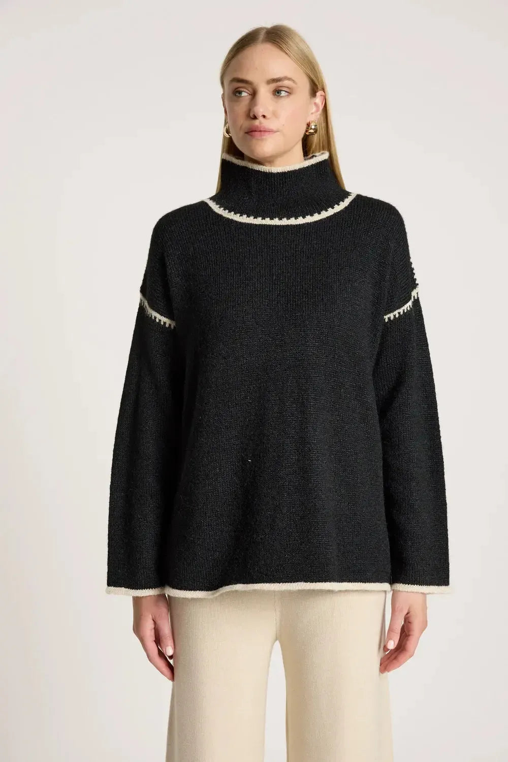Orin Jumper - Black/Dune-Knitwear & Jumpers-Eb & Ive-The Bay Room