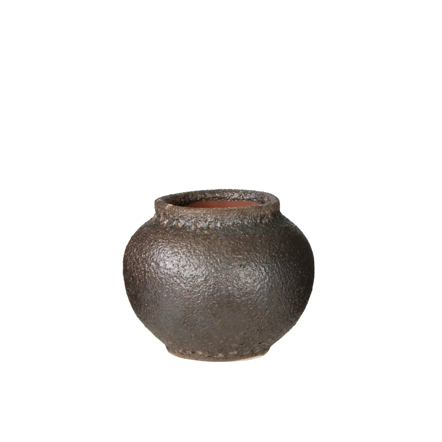 Orin Vase 18x18x15cm Reactive Dark Brown-Pots, Planters & Vases-Amalfi-The Bay Room
