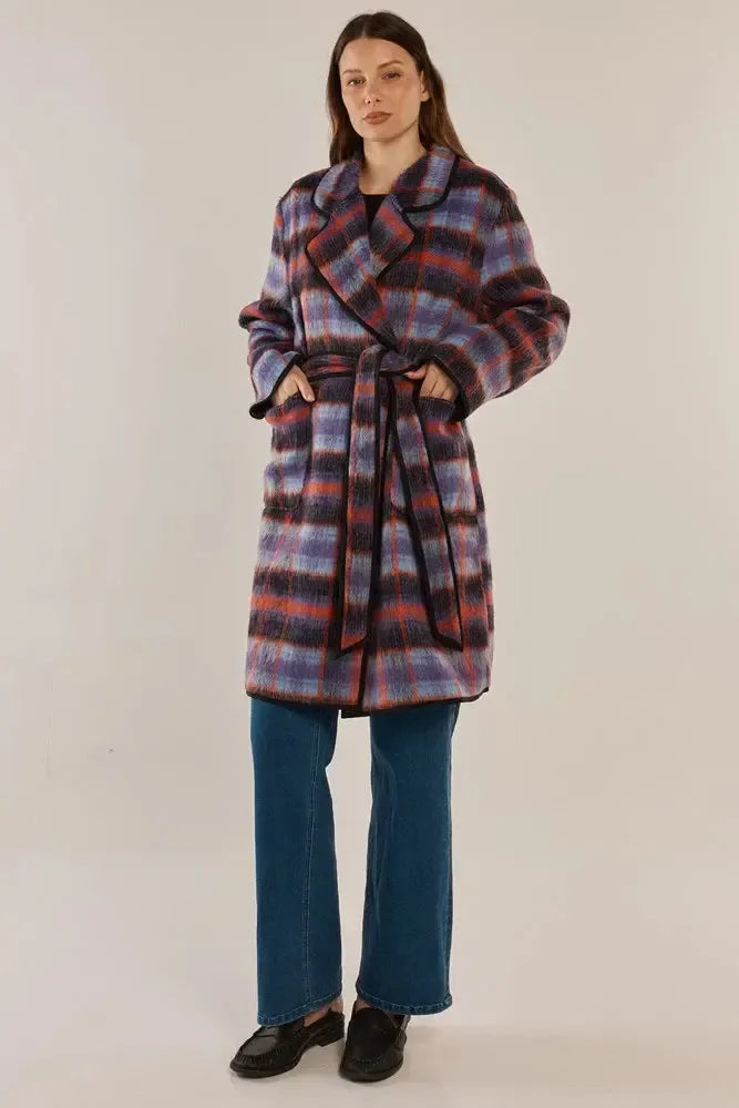 Oslo Coat - Purple/Orange Check-Jackets, Coats & Vests-Betty Basics-The Bay Room
