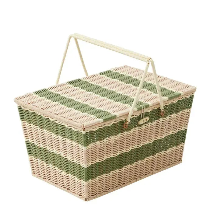 Ostuni PP Woven Basket 45x30x25cm Olive-Decor Items-Coast To Coast Home-The Bay Room