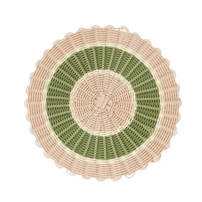 Ostuni PP Woven Placemat 38cm Nat/Olive-Decor Items-Coast To Coast Home-The Bay Room