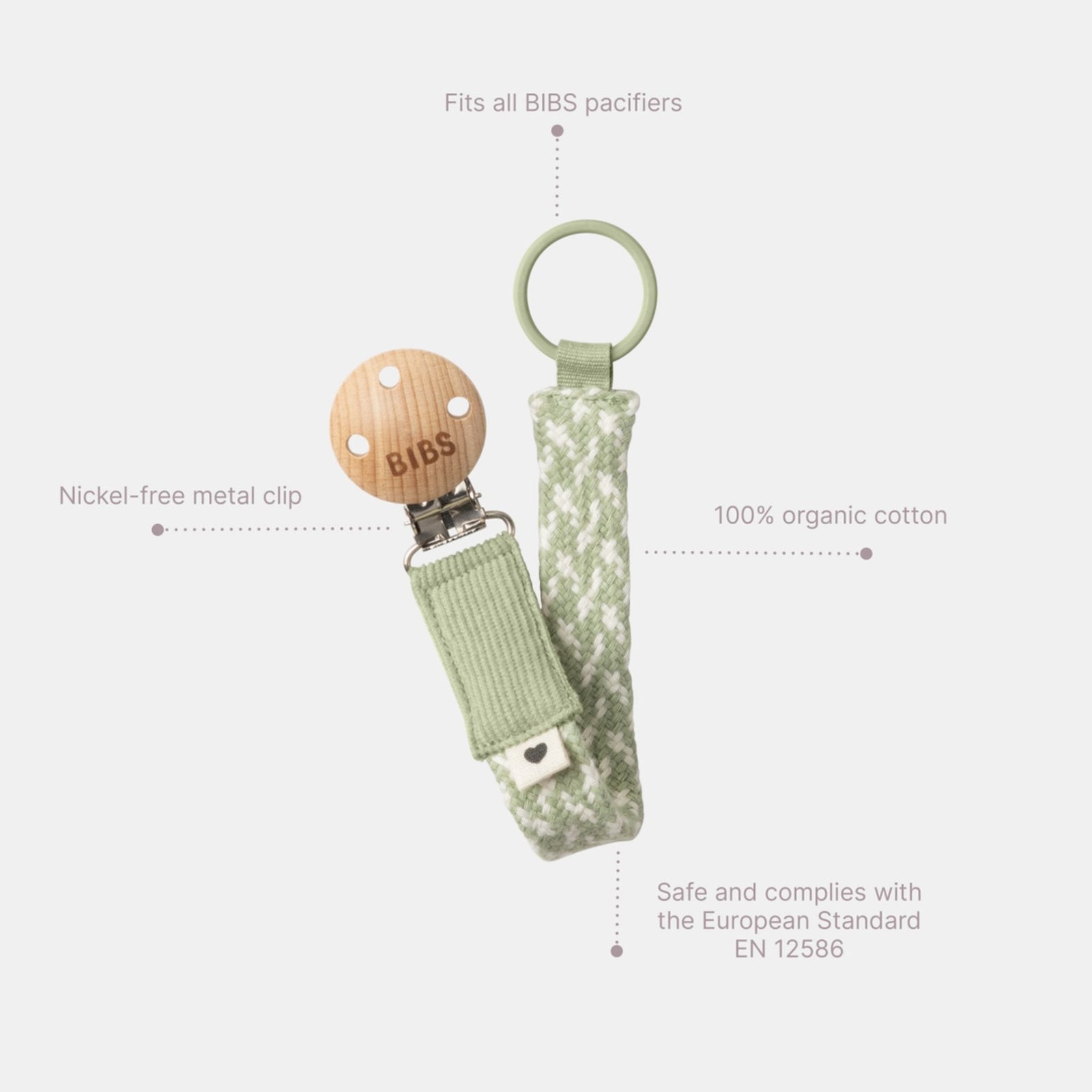 Pacifier Clip - Sage/Ivory-Nursery & Nurture-BIBS-The Bay Room