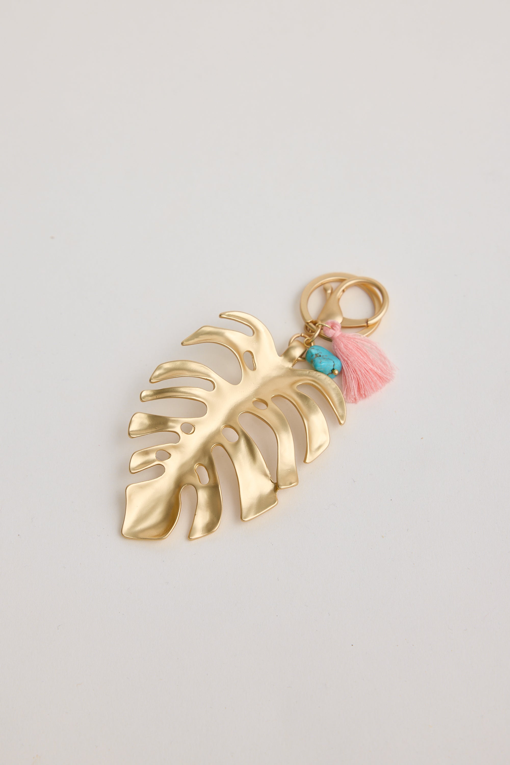 Palm Leaf Keyring - Gold-Keyrings-Holiday-The Bay Room