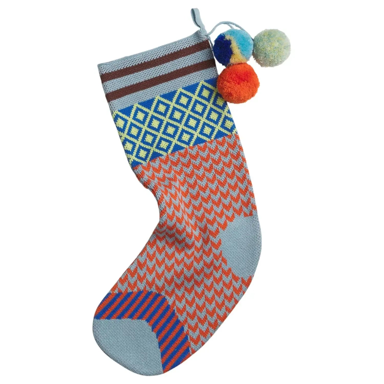 Palmina Knitted Stocking - Cerulean-Christmas-Sage & Clare-The Bay Room