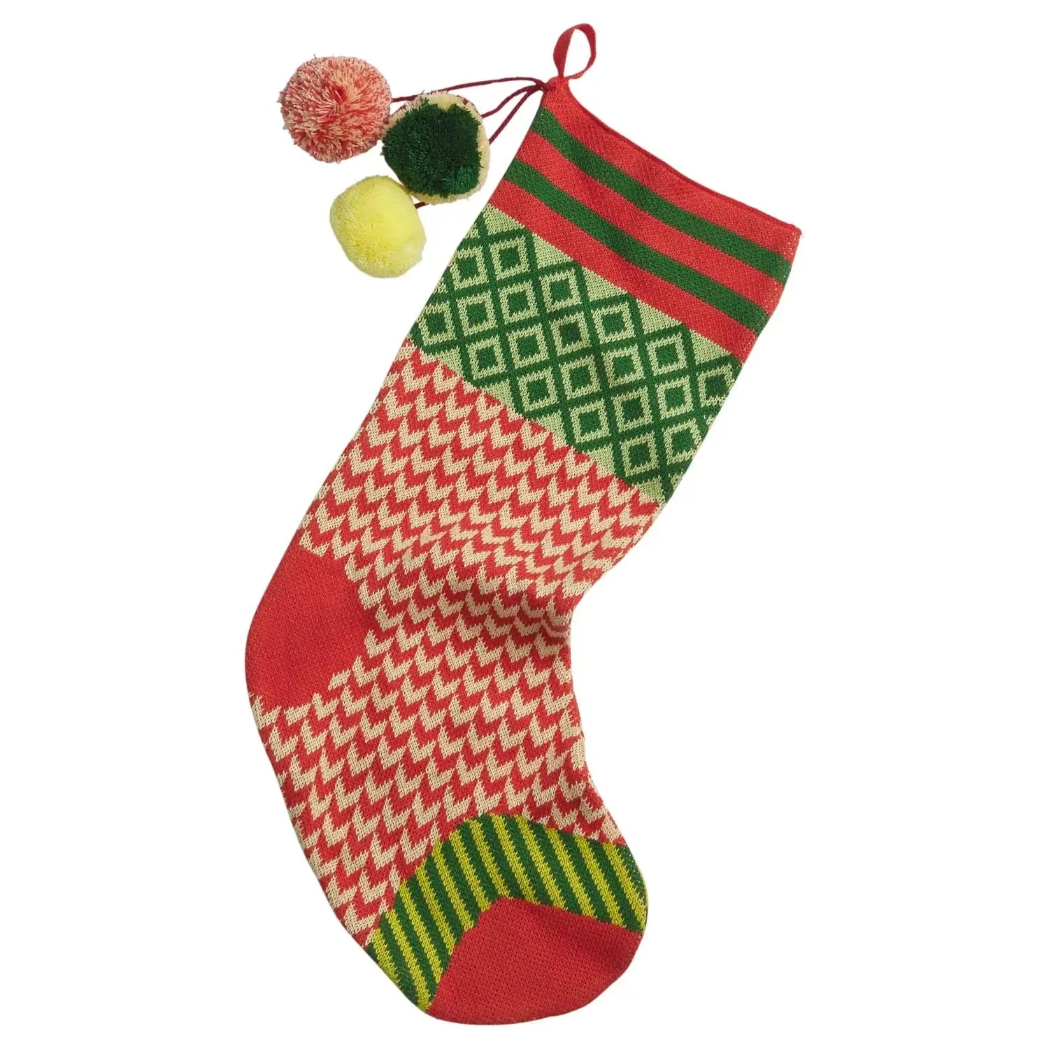 Palmina Knitted Stocking - Crimson-Christmas-Sage & Clare-The Bay Room