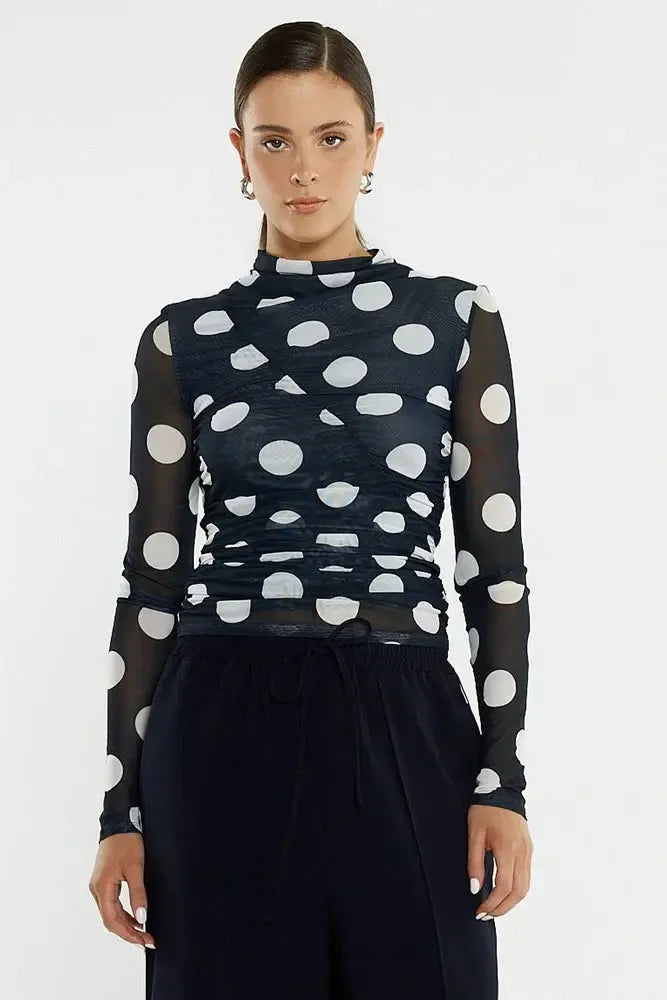 Pammie Seamed Mesh Top - Spot-SASS-The Bay Room