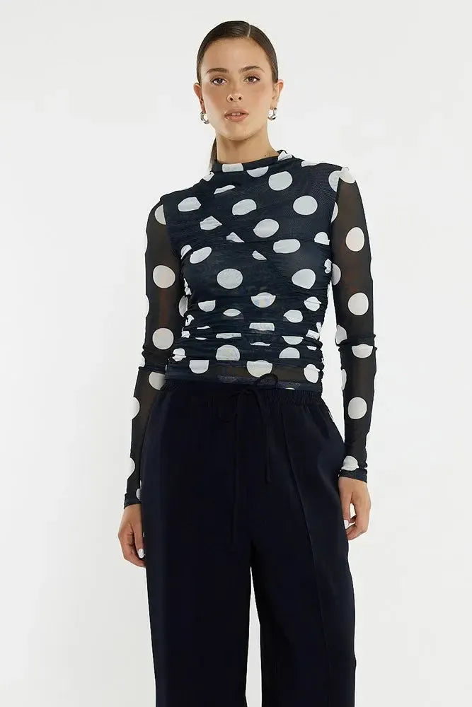 Pammie Seamed Mesh Top - Spot-SASS-The Bay Room