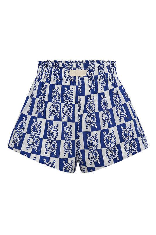 Paper Bag Short In White/Blue-Shorts-Bohemian Traders-The Bay Room