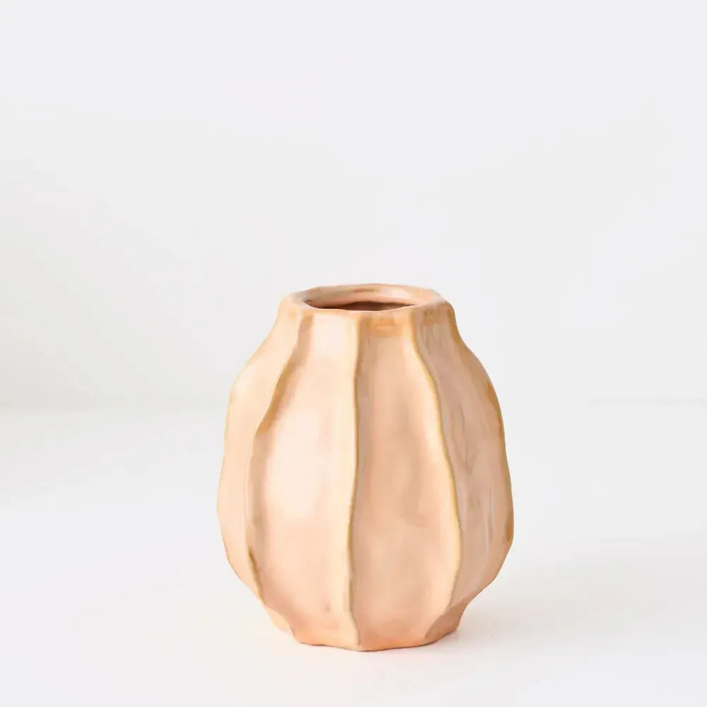 Penelope Vase Peach 18x16cm-Pots, Planters & Vases-Floral Interiors-The Bay Room