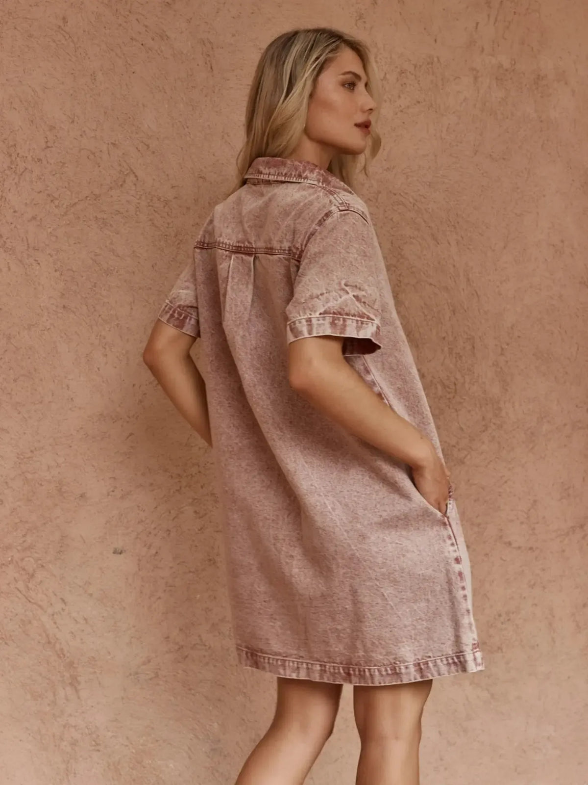 Pepe Wave Denim Dress - Rusty Red-Dresses-SASS-The Bay Room