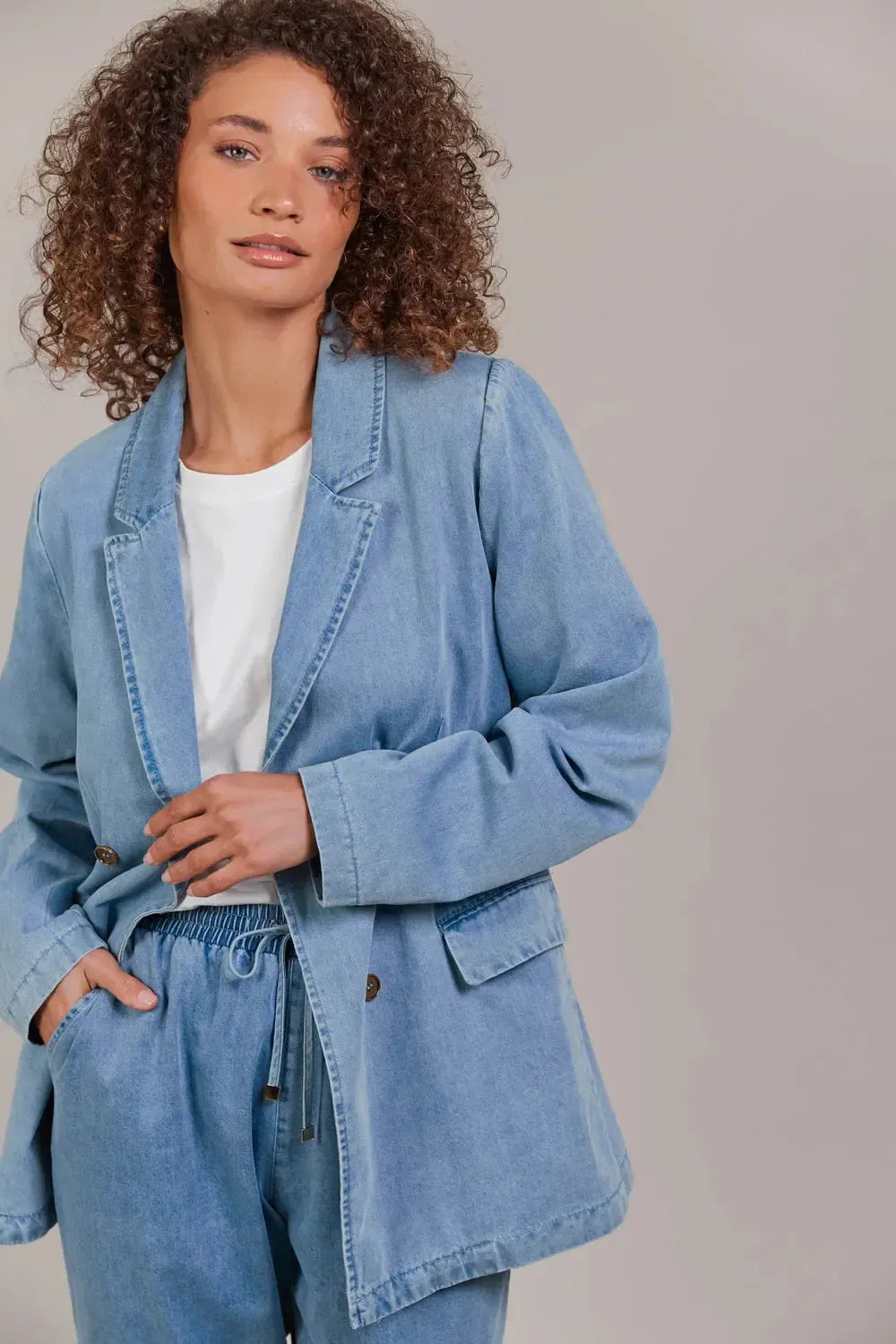 Pepi Denim Blazer - Denim-Jackets, Coats & Vests-Eb & Ive-The Bay Room