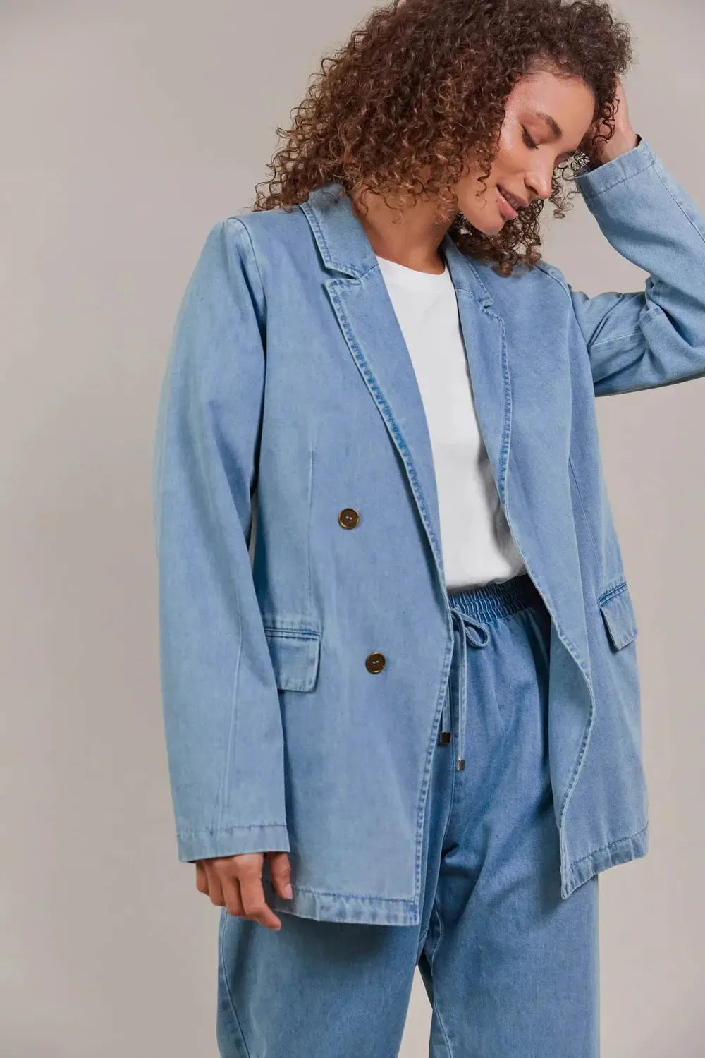 Pepi Denim Blazer - Denim-Jackets, Coats & Vests-Eb & Ive-The Bay Room