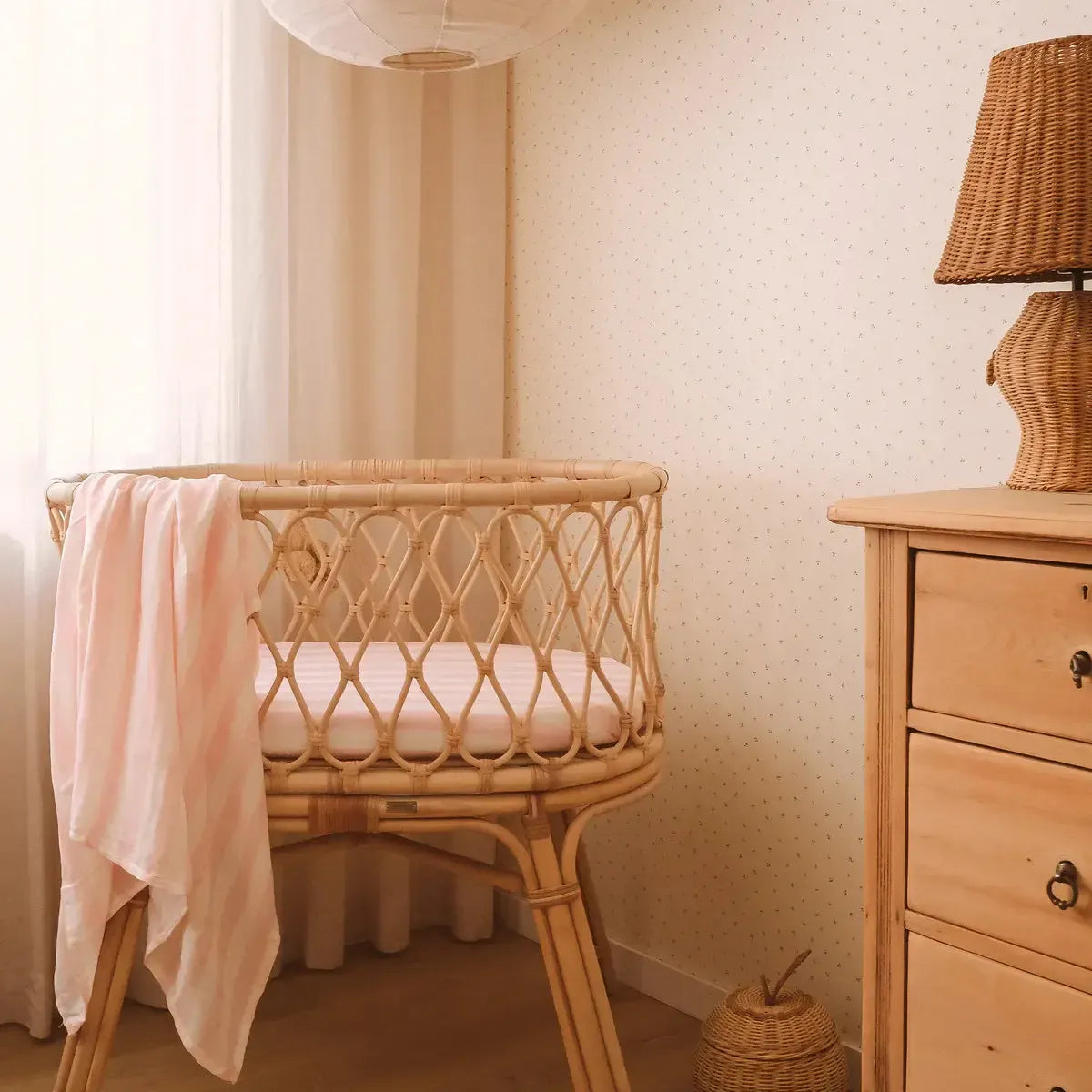 Petal Stripe Organic Fitted Bassinet Sheet/Change Pad Cover-Nursery & Nurture-Fox & Fallow-The Bay Room