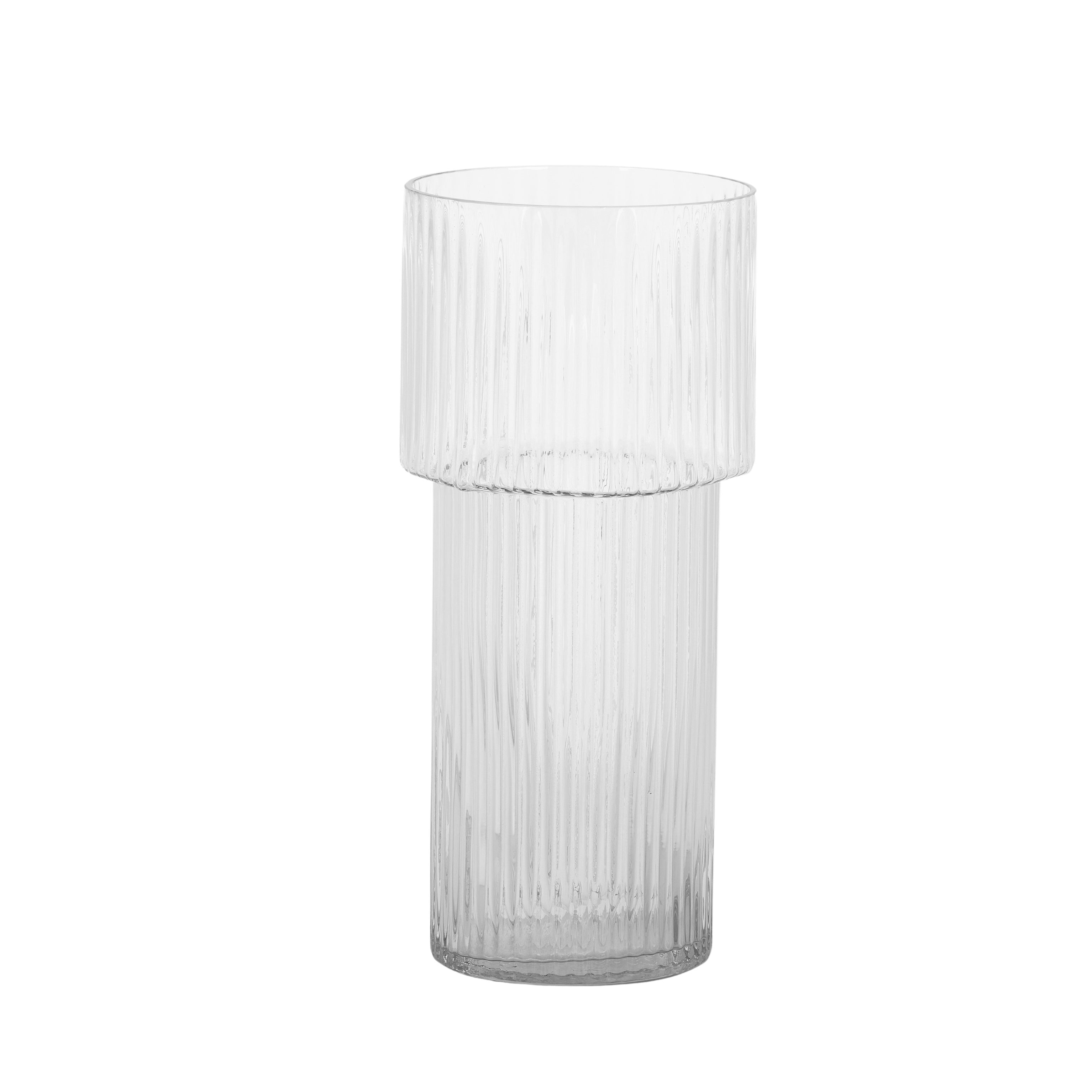 Petra Ribbed Glass Vase 17.5x39cm Clear-Pots, Planters & Vases-Coast To Coast Home-The Bay Room