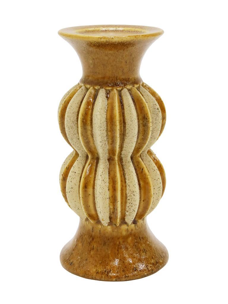 Pia Ceramic Candle Holder 12x28cm - Mustard & Natural-Decor Items-Robert Mark-The Bay Room