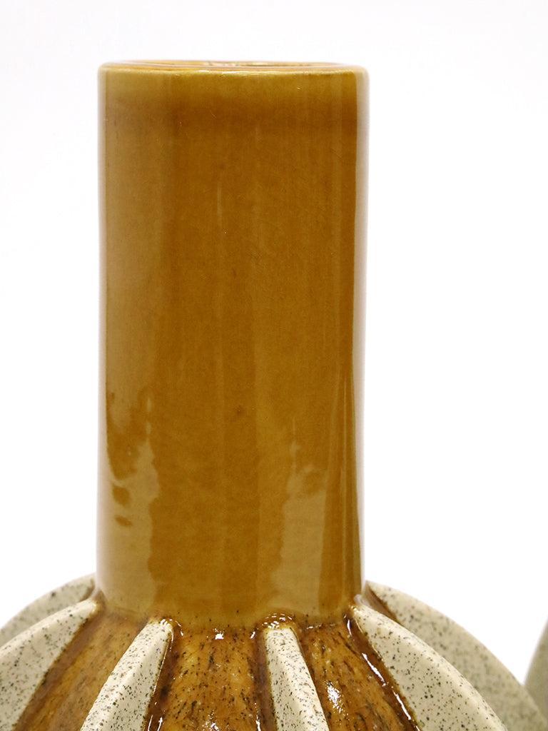 Pia Ceramic Vase 23x38cm - Mustard & Natural-Pots, Planters & Vases-Robert Mark-The Bay Room
