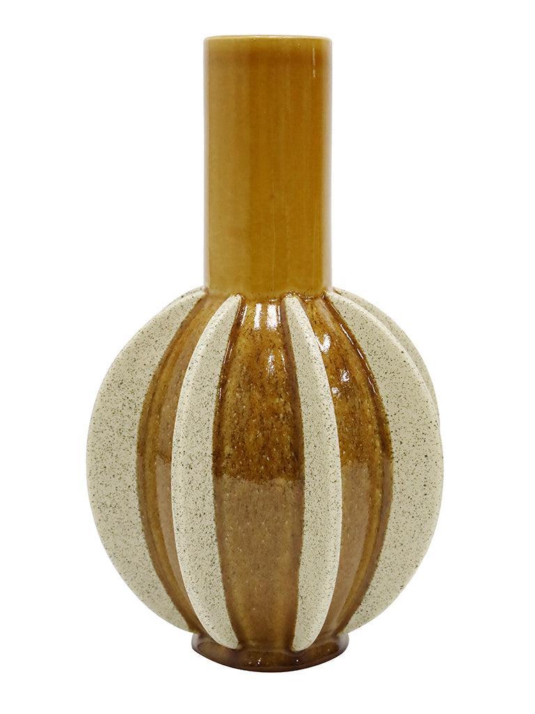 Pia Ceramic Vase 23x38cm - Mustard & Natural-Pots, Planters & Vases-Robert Mark-The Bay Room