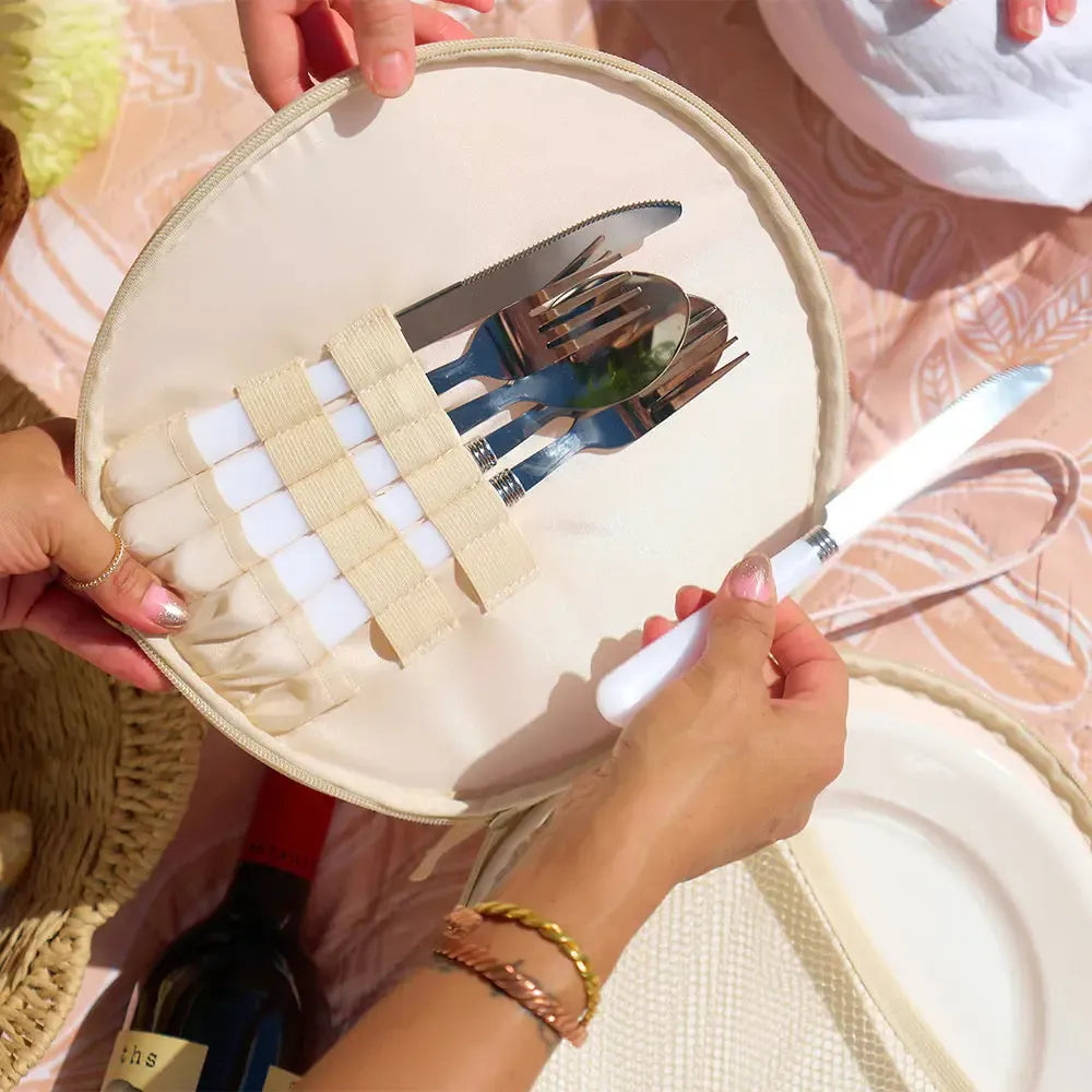 Picnic Round Plate Set - Trailing Natives Tan-Travel & Outdoors-Annabel Trends-The Bay Room