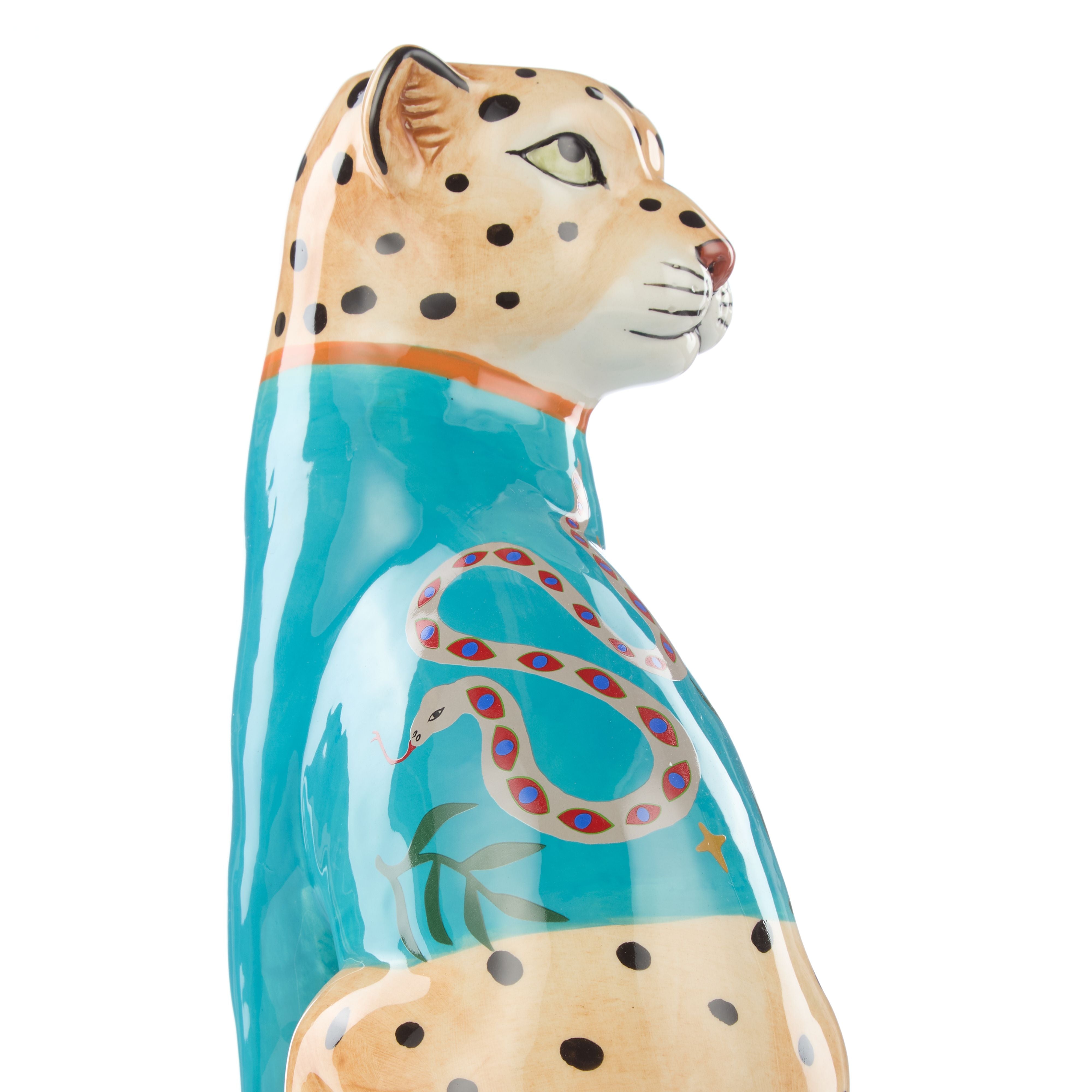 Pierson Leopard Vase 17x12x25cm Blue-Pots, Planters & Vases-Emporium-The Bay Room