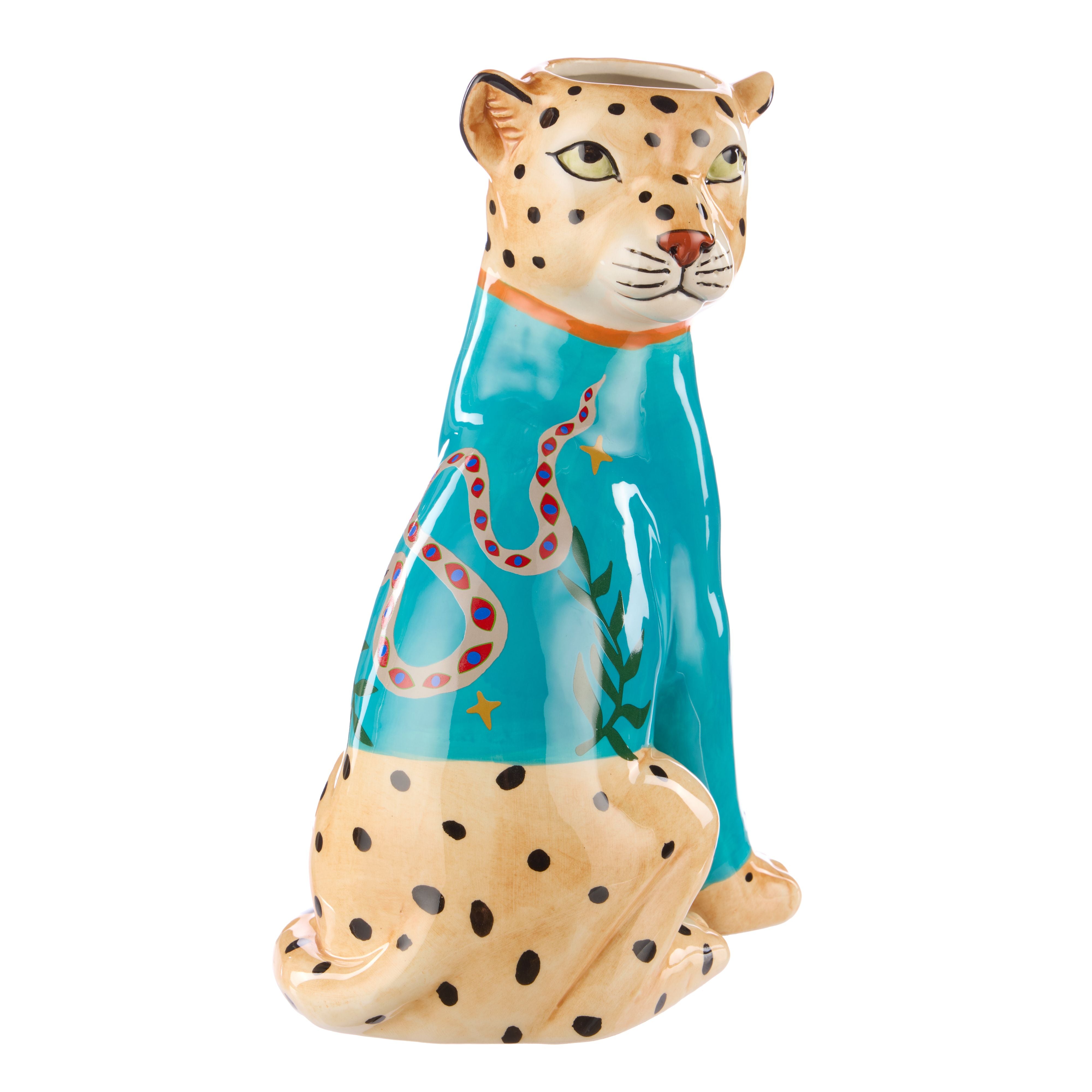 Pierson Leopard Vase 17x12x25cm Blue-Pots, Planters & Vases-Emporium-The Bay Room
