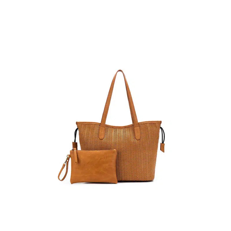 Pippa 2 Piece Handbag Set - Tan-Bags & Clutches-Black Caviar Designs-The Bay Room