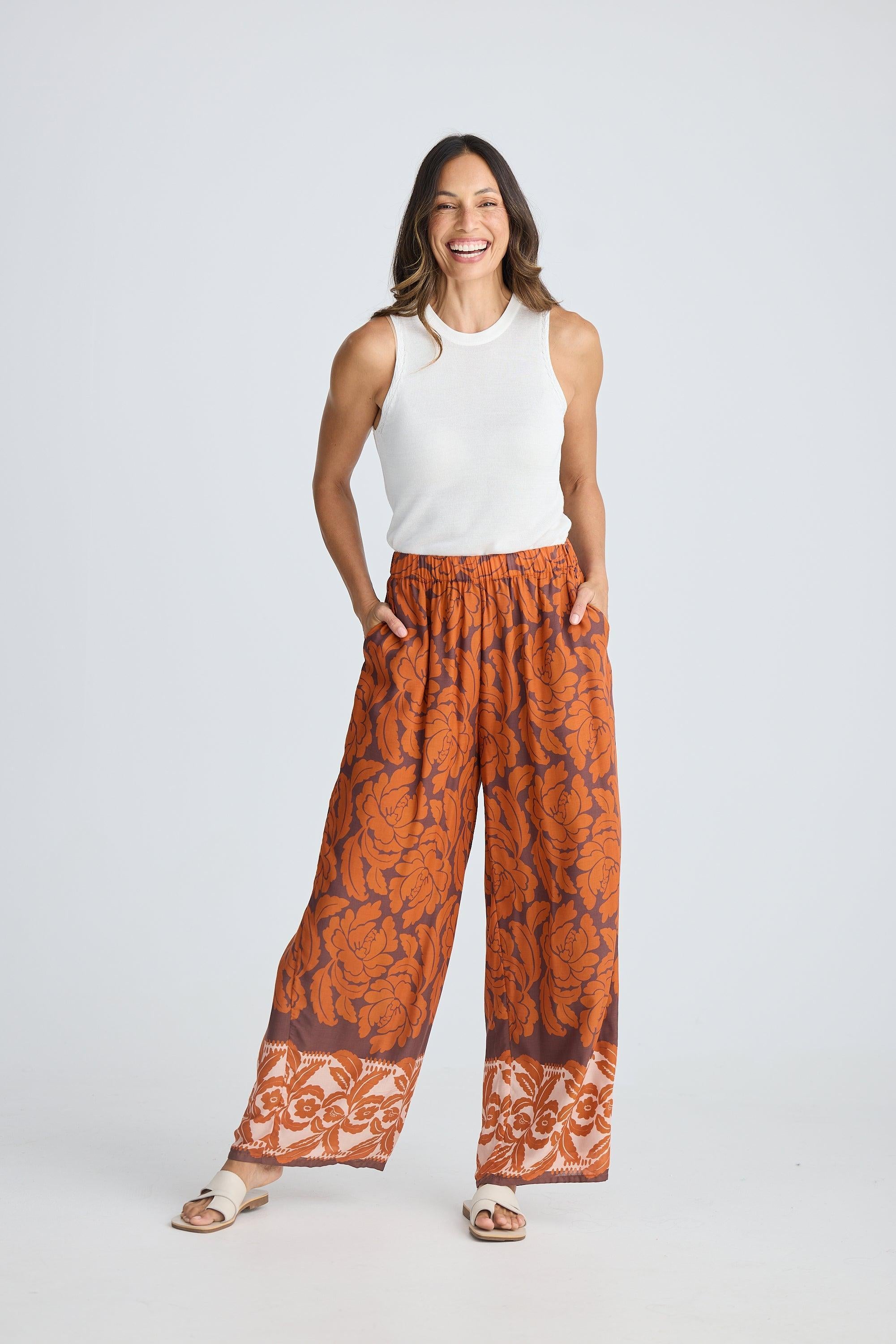 Playa Pant - Tuscan Palm Print-Pants-Holiday-The Bay Room