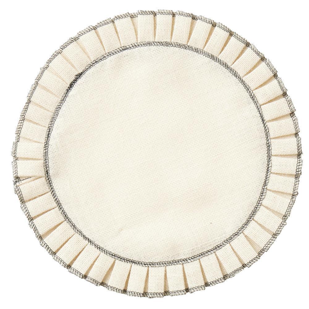 Pleat Jute Placemat 38cm Ivory/Black-Dining & Entertaining-Coast To Coast Home-The Bay Room