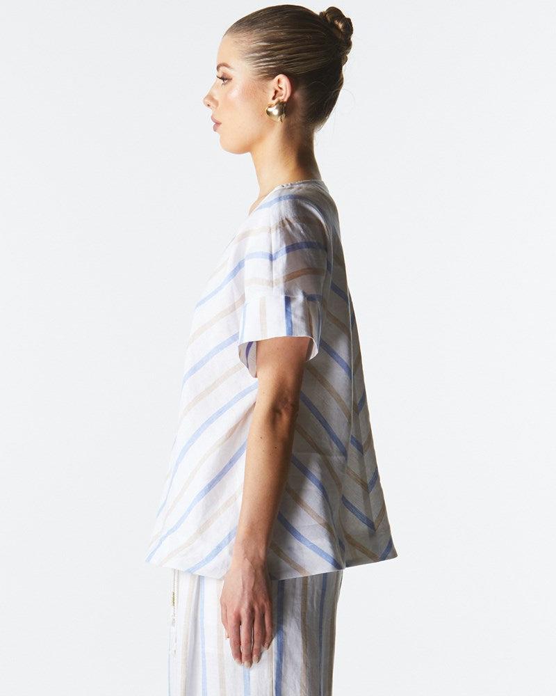 Poolside Boxy Top - Stripe-Tops-Fate + Becker-The Bay Room
