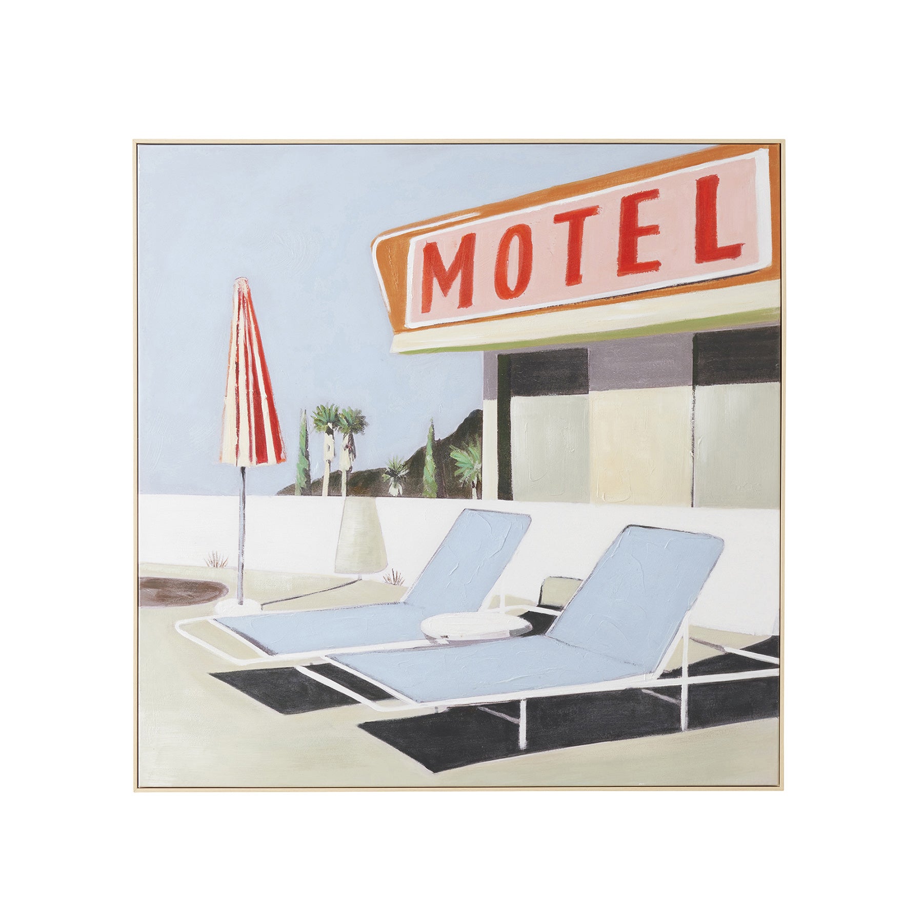 Poolside Nat Frame Oil Painting 100x100cm-Wall Decor-Coast To Coast Home-The Bay Room
