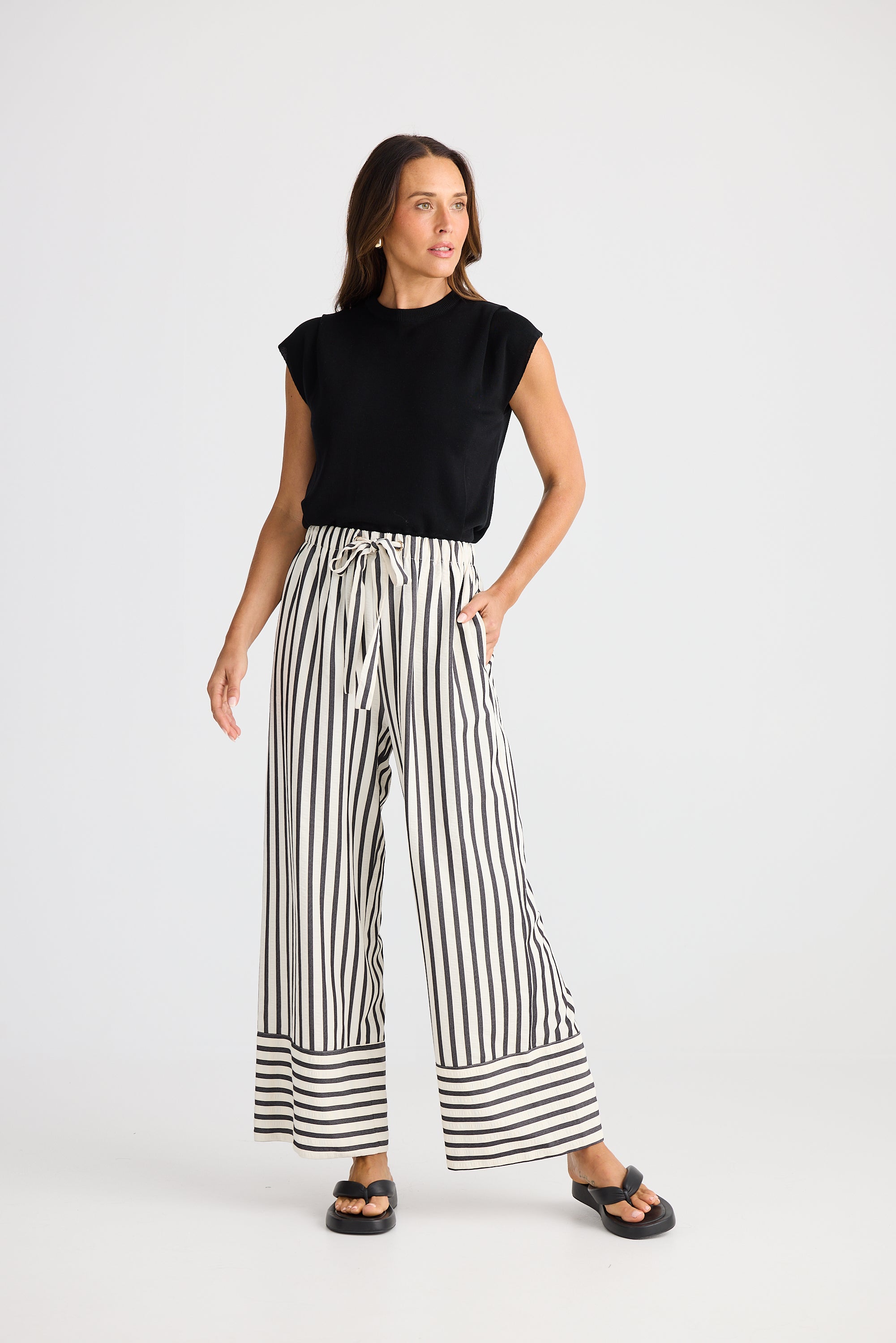 Portia Pant - Black Stripe-Pants-Brave & True-The Bay Room