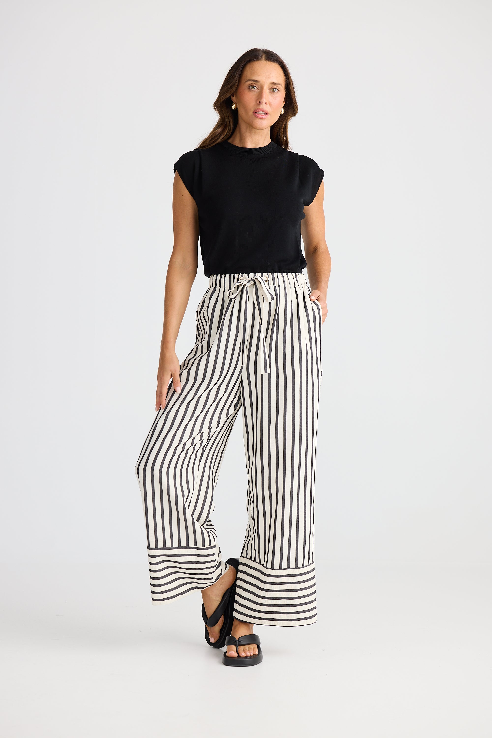 Portia Pant - Black Stripe-Pants-Brave & True-The Bay Room