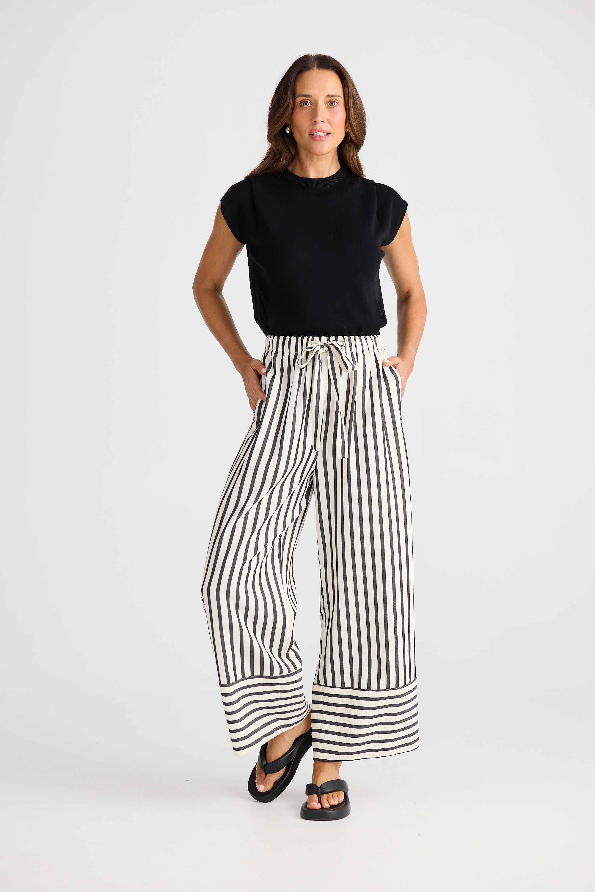 Portia Pant - Black Stripe-Pants-Brave & True-The Bay Room