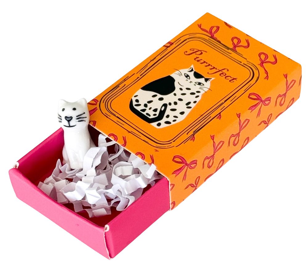 Purrrfect Cat Matchbox Memory Yellow 5cm-Decor Items-Urban Products-The Bay Room