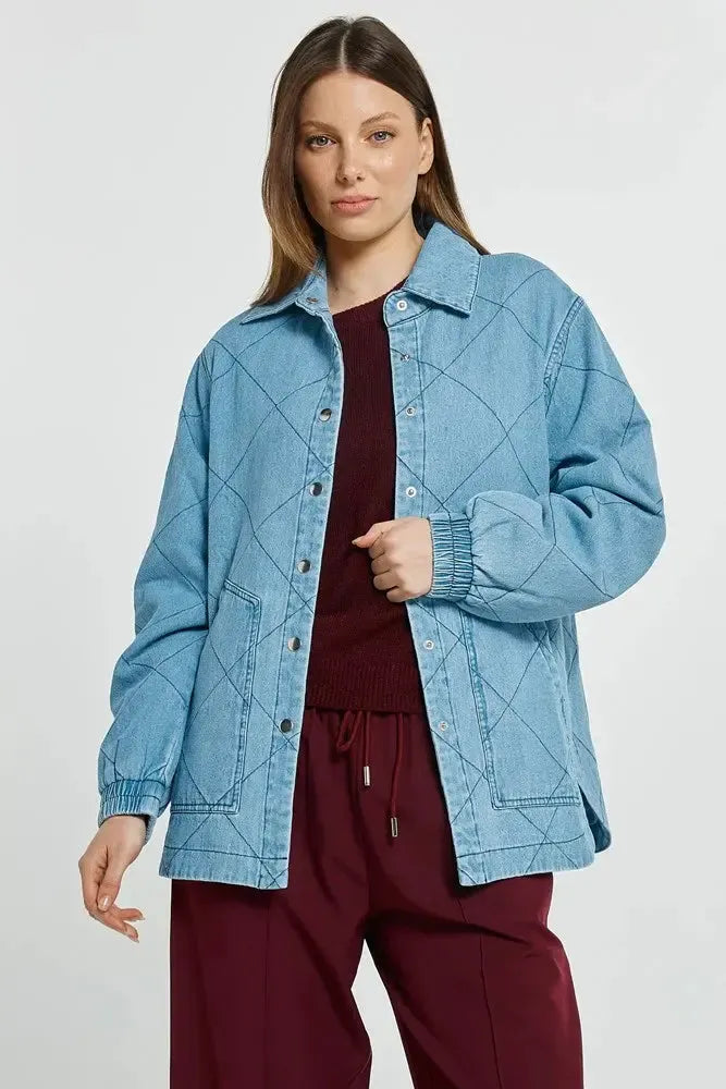 Quest Quilted Jacket - Blue Wash-Jackets, Coats & Vests-Betty Basics-The Bay Room
