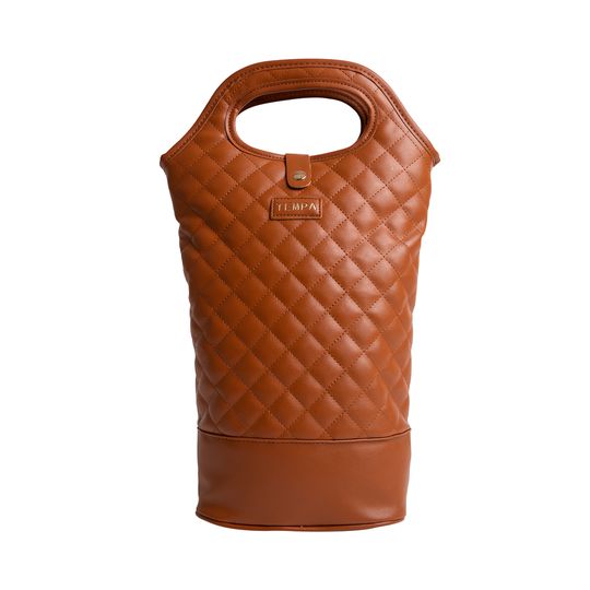 Quilted Brown Insulated Double Wine Bag-Dining & Entertaining-Ladelle-The Bay Room