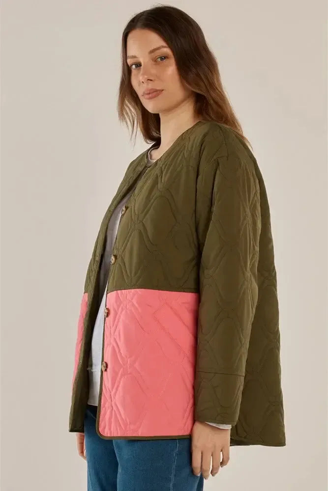Quincy Jacket - Khaki/Pink-Jackets, Coats & Vests-Betty Basics-The Bay Room
