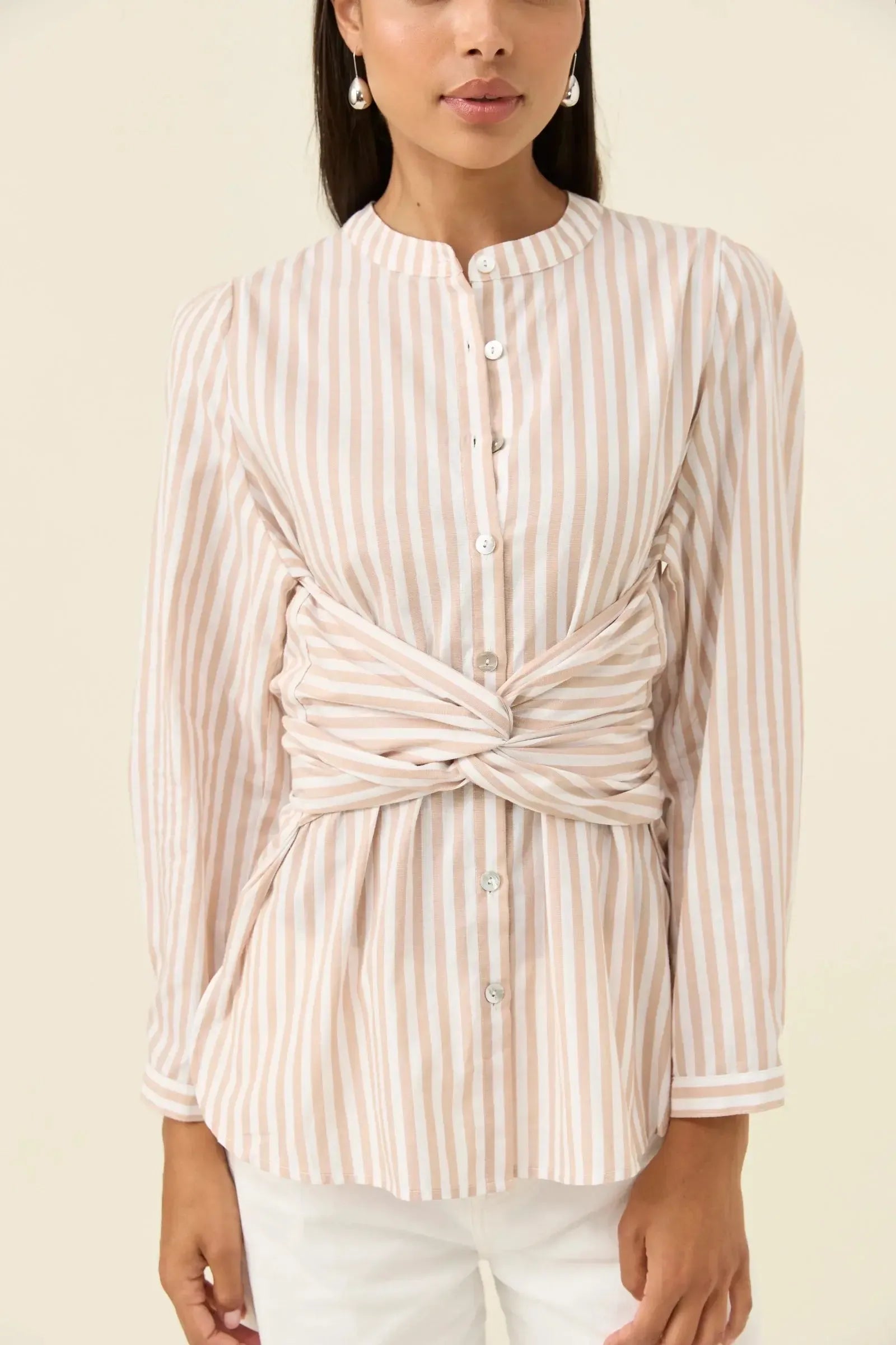 Quinn Wrap Shirt - Stone-Tops-Isle Of Mine-The Bay Room