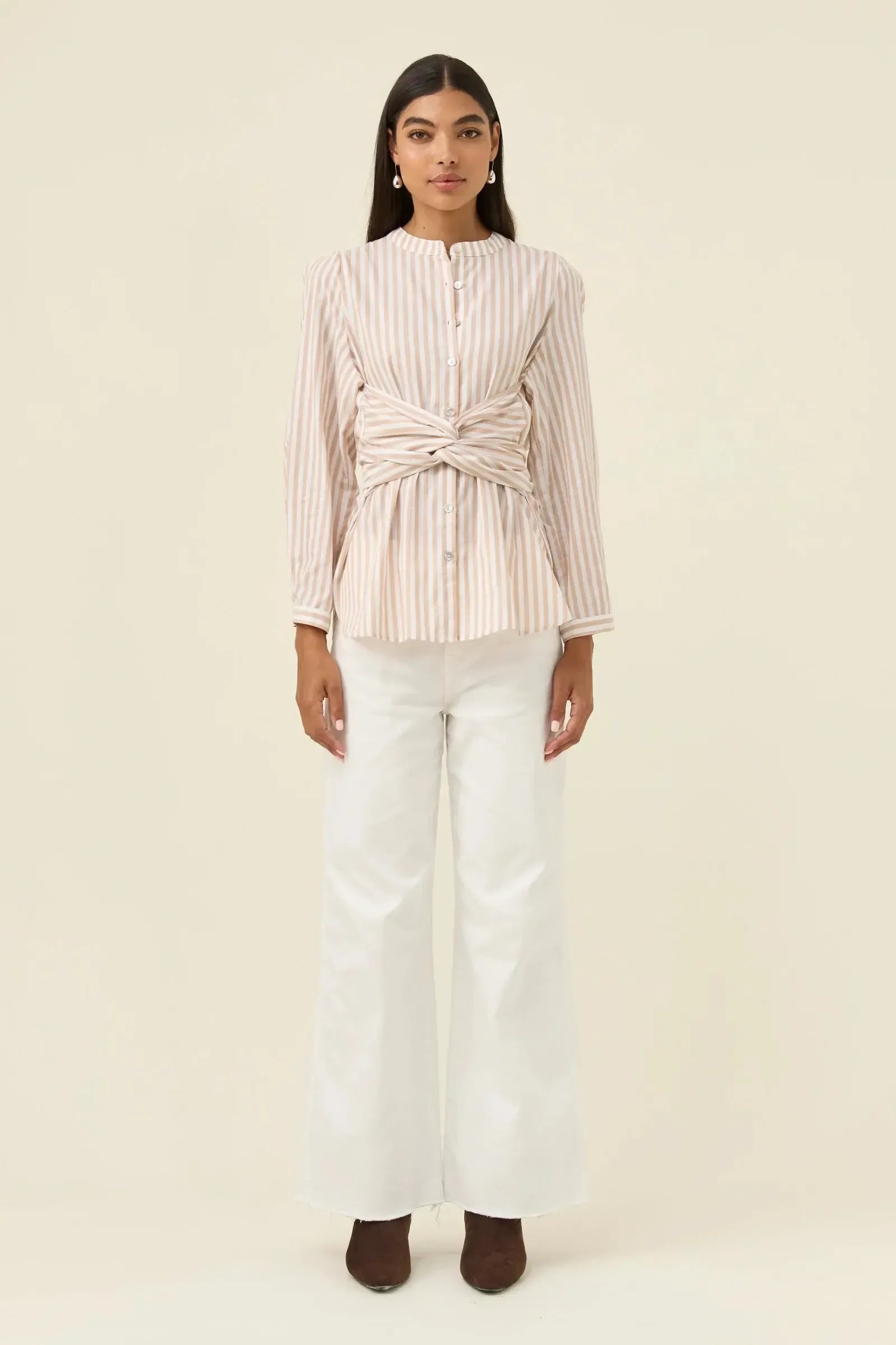 Quinn Wrap Shirt - Stone-Isle Of Mine-The Bay Room